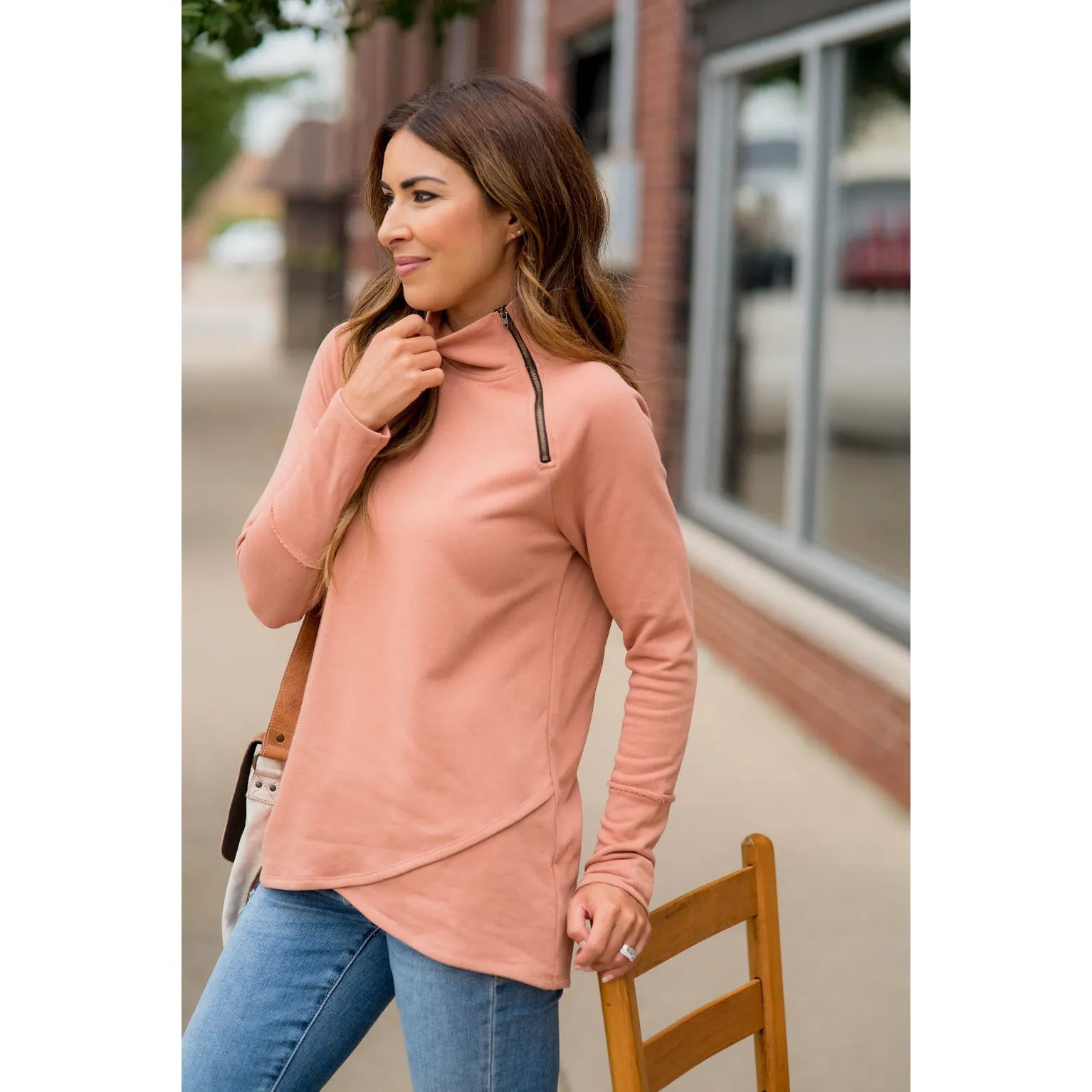 Side Zip Wrap Pullover