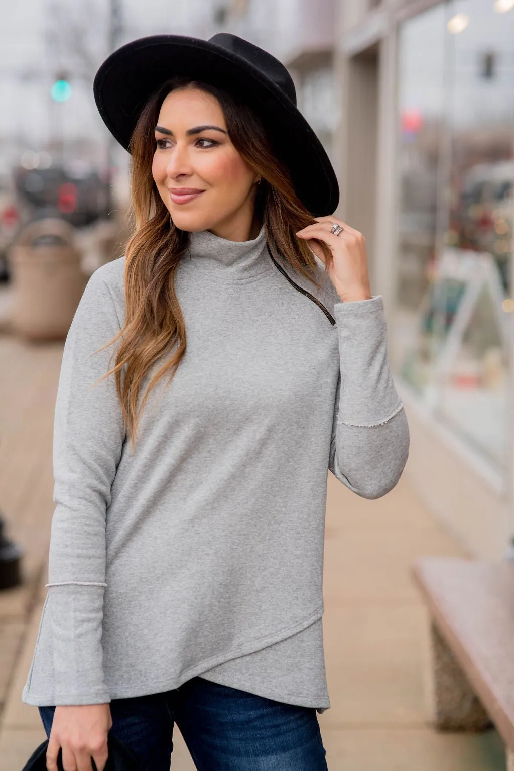 Side Zip Wrap Pullover