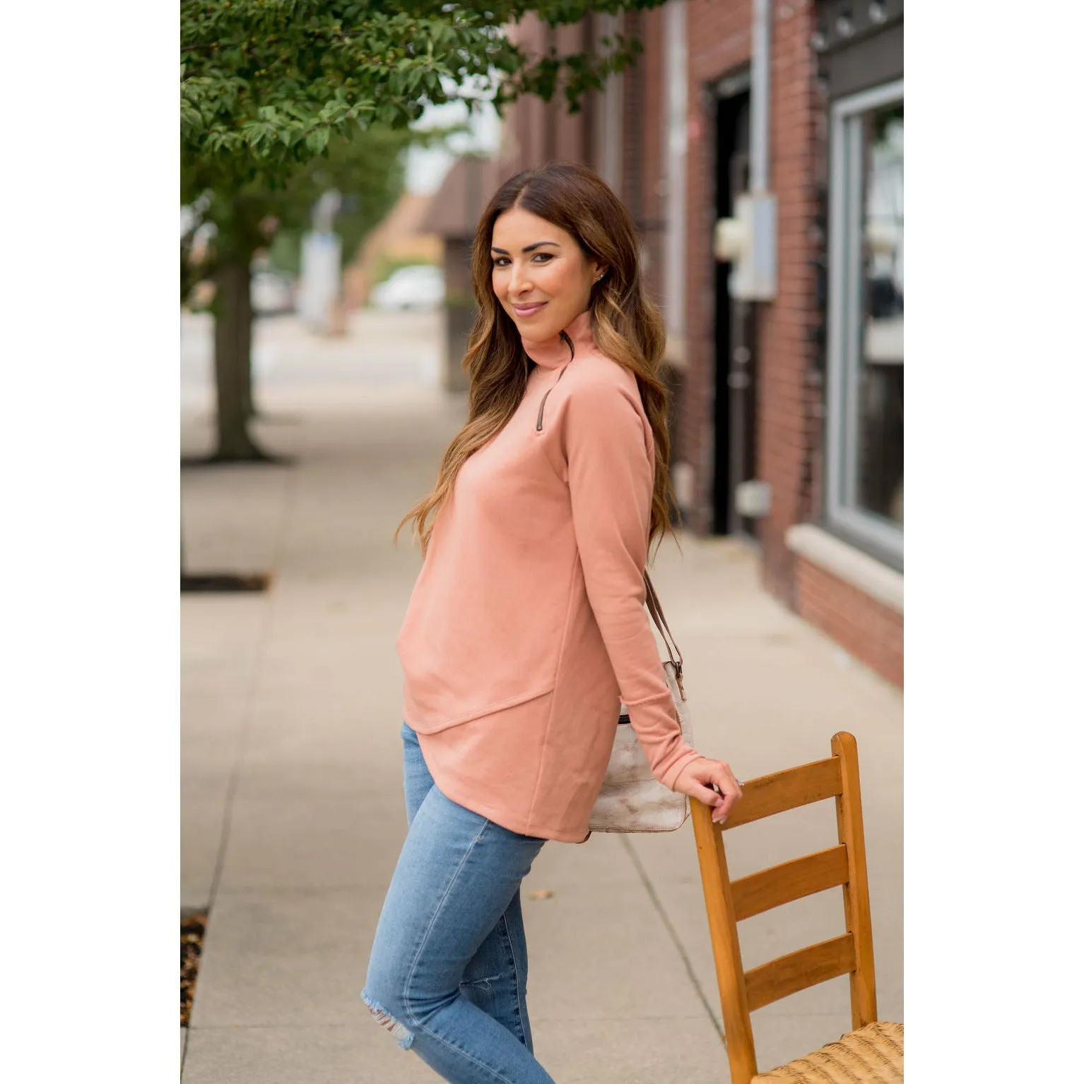 Side Zip Wrap Pullover