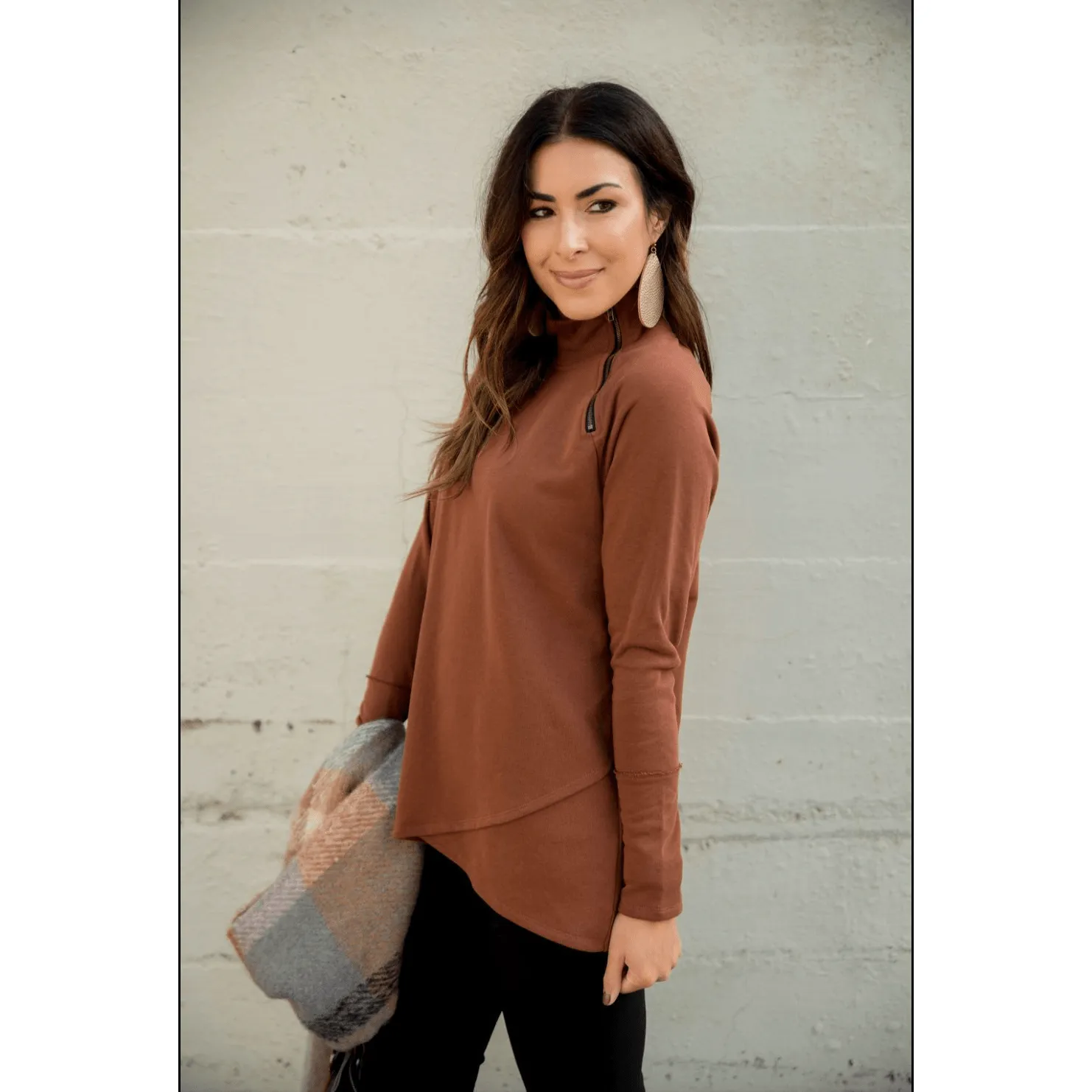 Side Zip Wrap Pullover