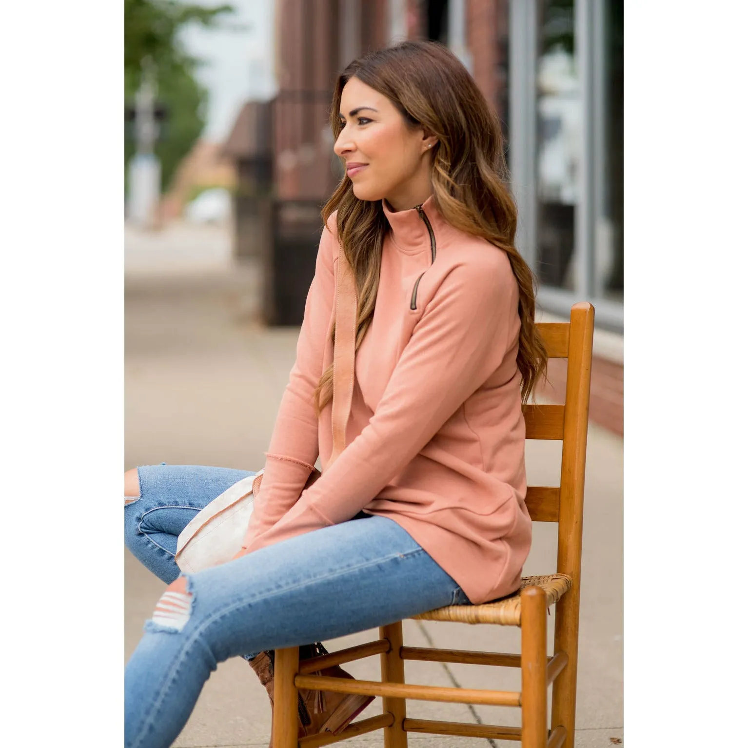 Side Zip Wrap Pullover