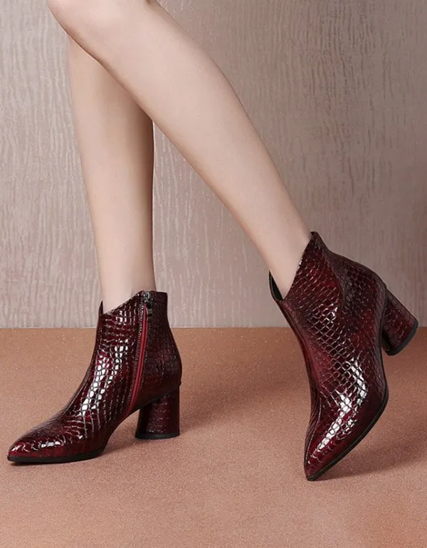 Snake Texture High-heeled Pointed Head Sexy Boots