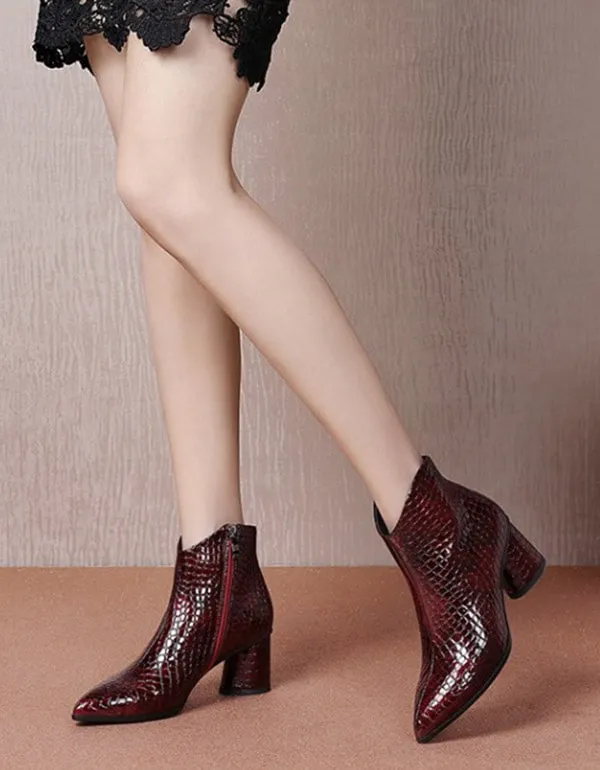 Snake Texture High-heeled Pointed Head Sexy Boots