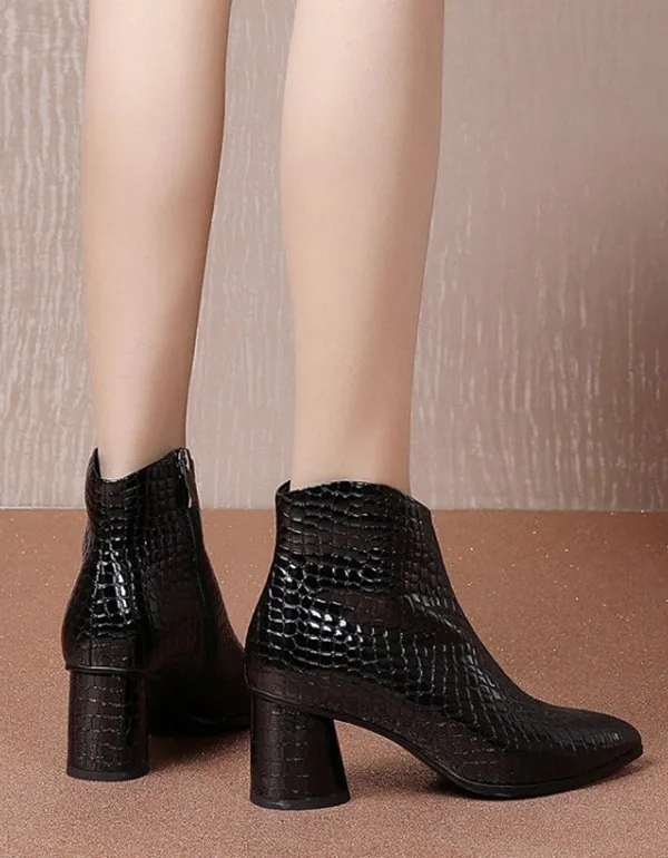 Snake Texture High-heeled Pointed Head Sexy Boots