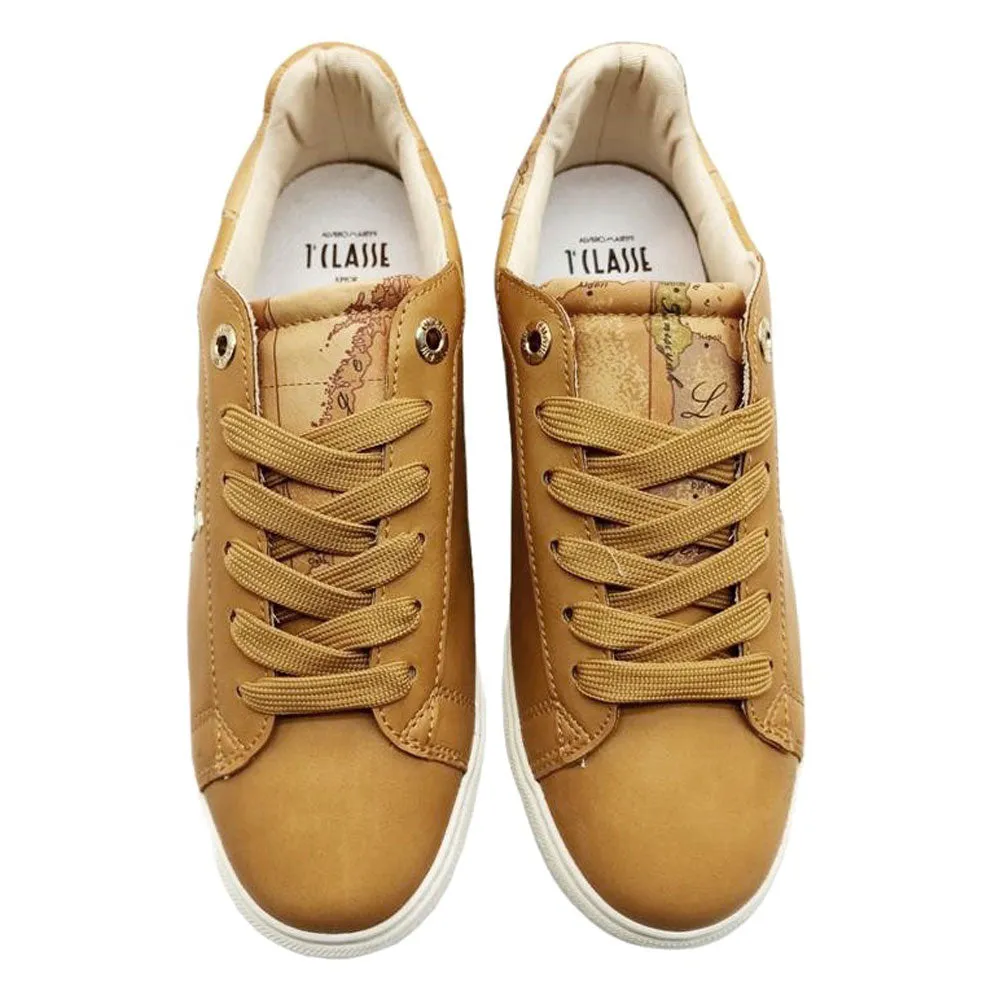 Sneakers Donna 1A Classe Alviero Martini color Cuoio con Logo Oro 10876