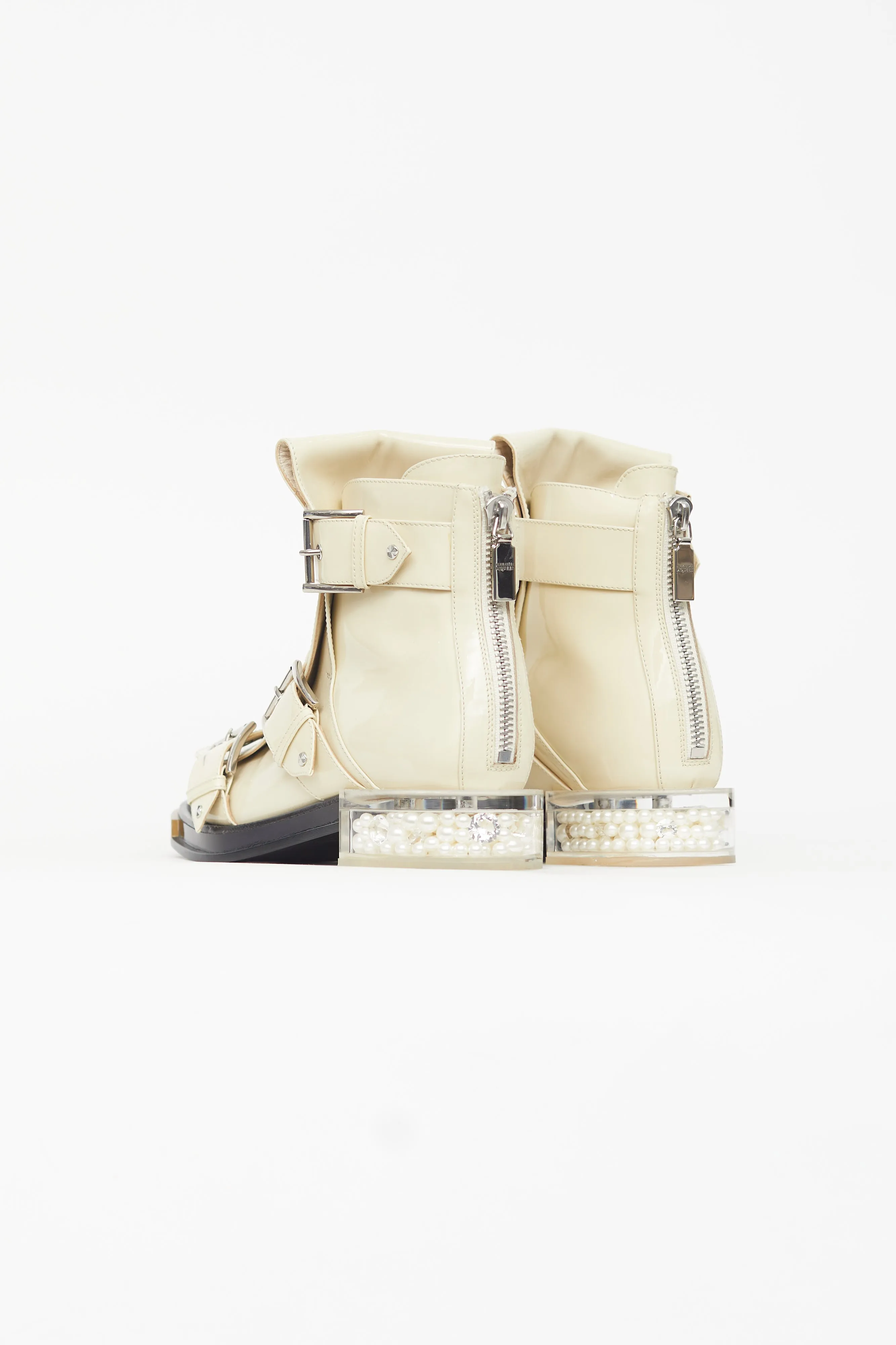 Spring 2018 Cream Patent & Pearl Combat Boot