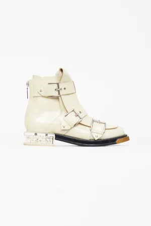 Spring 2018 Cream Patent & Pearl Combat Boot