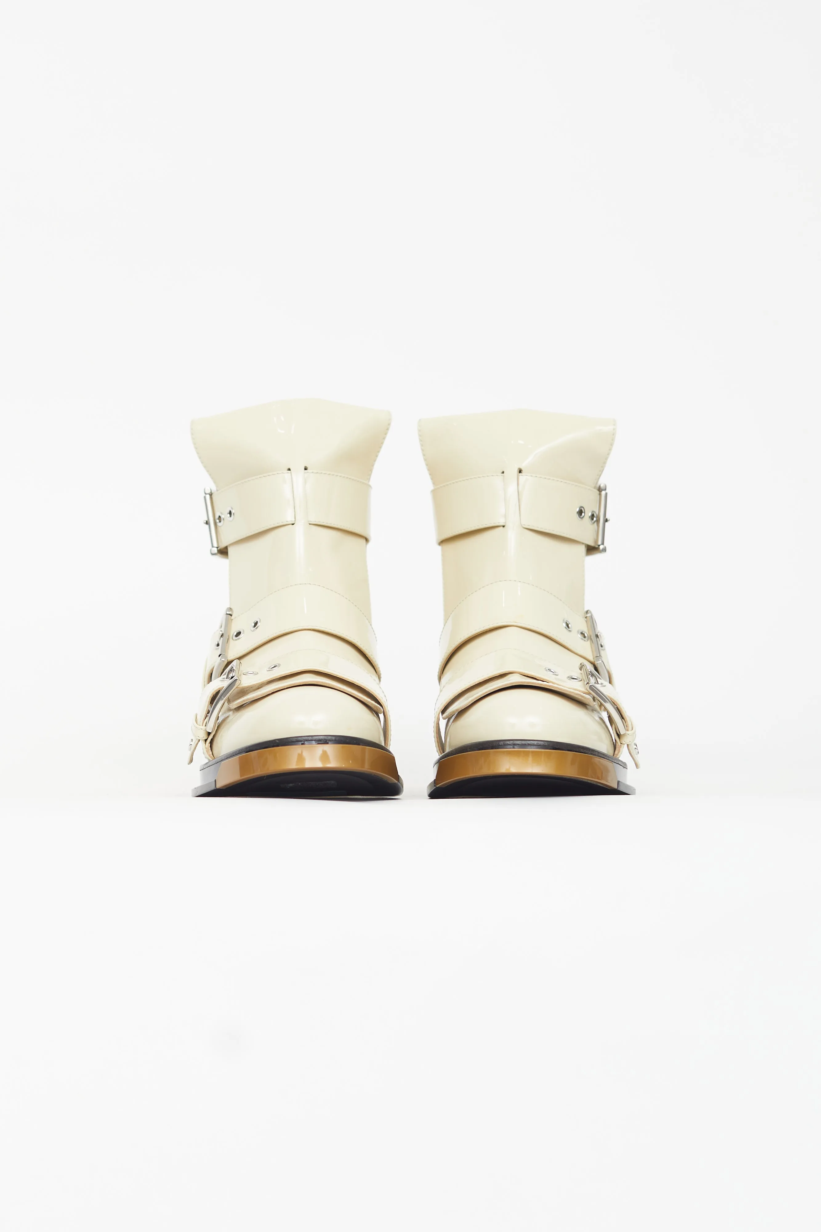 Spring 2018 Cream Patent & Pearl Combat Boot