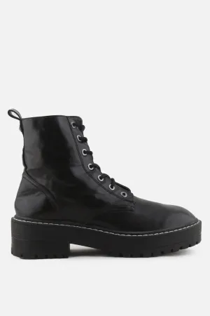 Stradivarius Zipper Laces Combat Boots | 100% Synthetic Leather