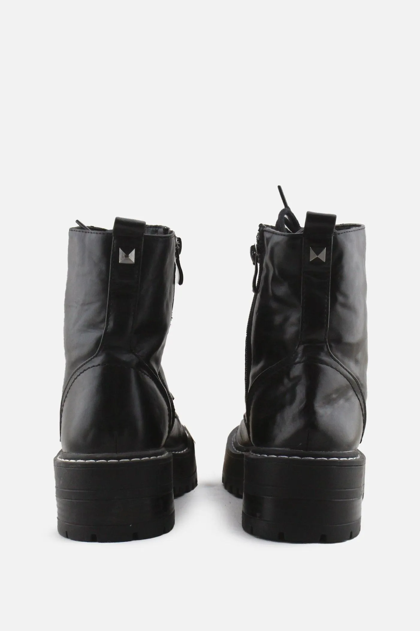 Stradivarius Zipper Laces Combat Boots | 100% Synthetic Leather