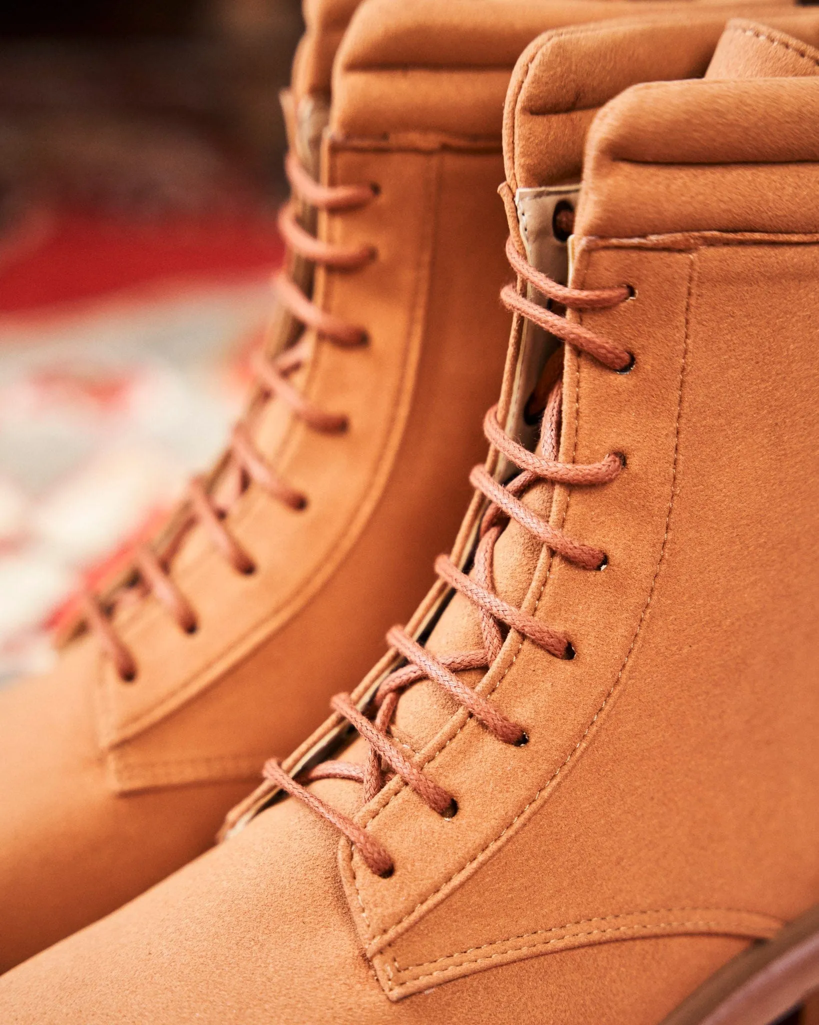 Suspicion Vegan Suede Combat Boots | Caramel