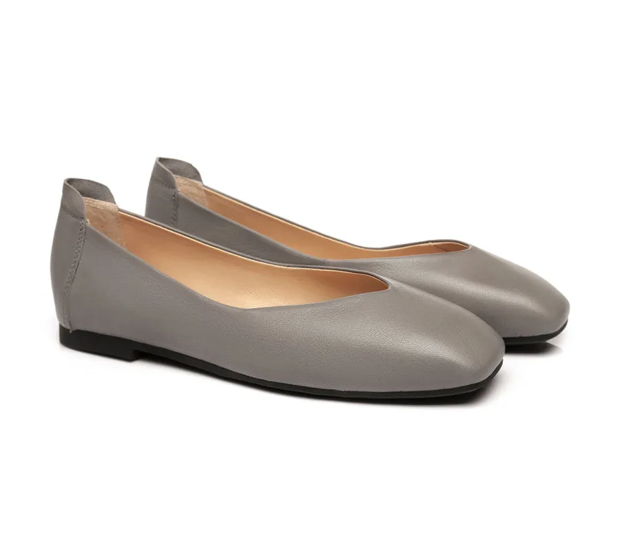 TARRAMARRA Square Toe Leather Ballet Flats Women Linda