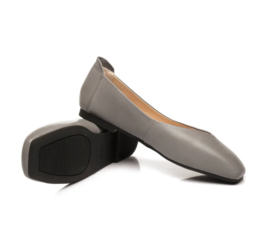 TARRAMARRA Square Toe Leather Ballet Flats Women Linda