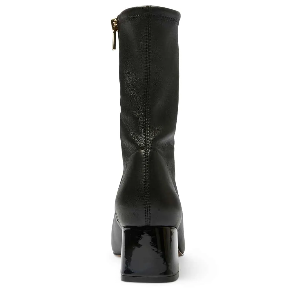 Token Boot in Black Patent Stretch Leather