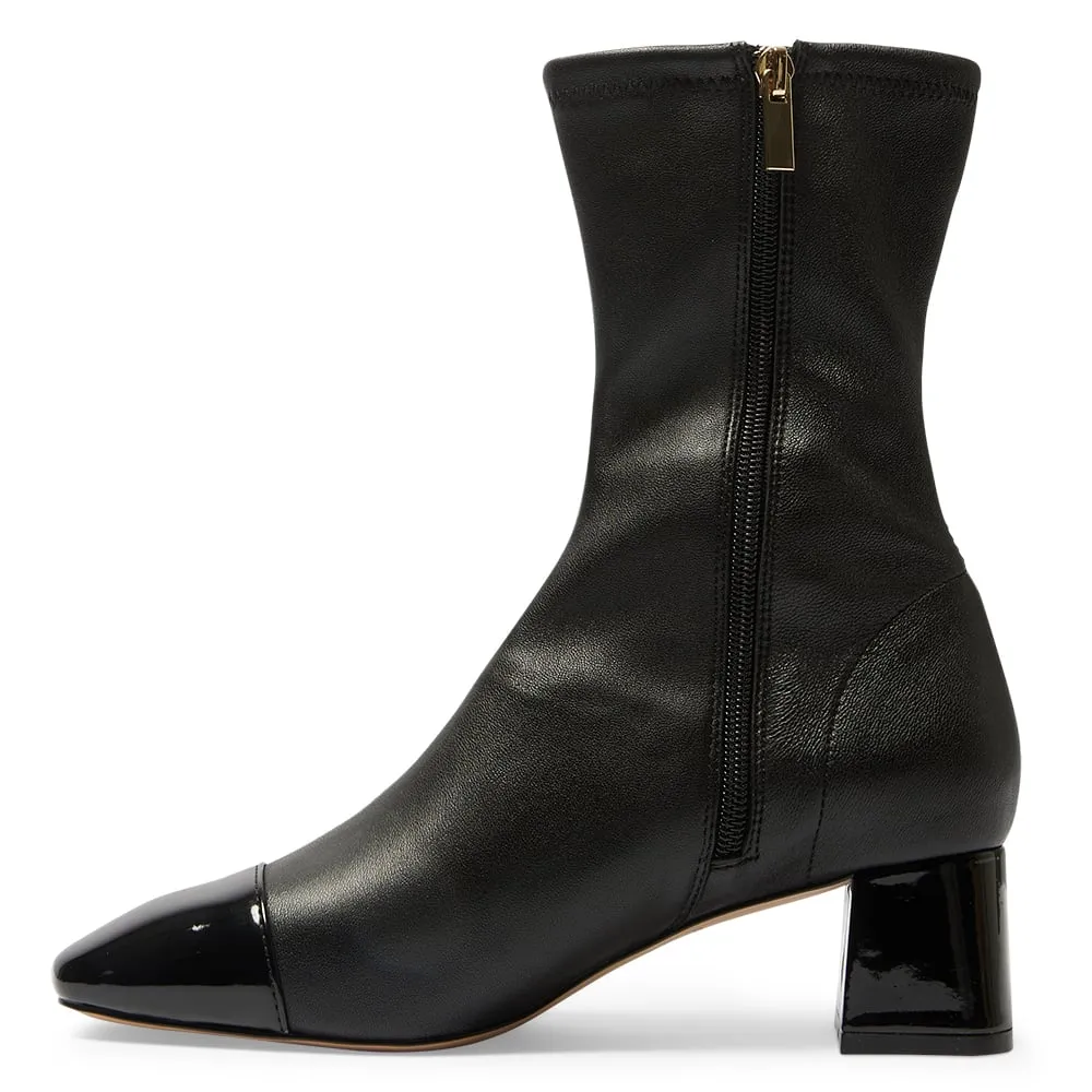 Token Boot in Black Patent Stretch Leather