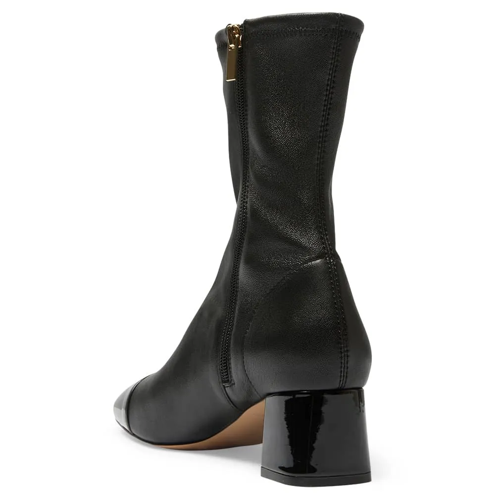 Token Boot in Black Patent Stretch Leather