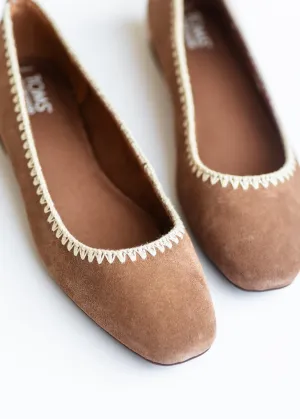 TOMS® Briella Brown Deco Stitch Suede Flat - FINAL SALE