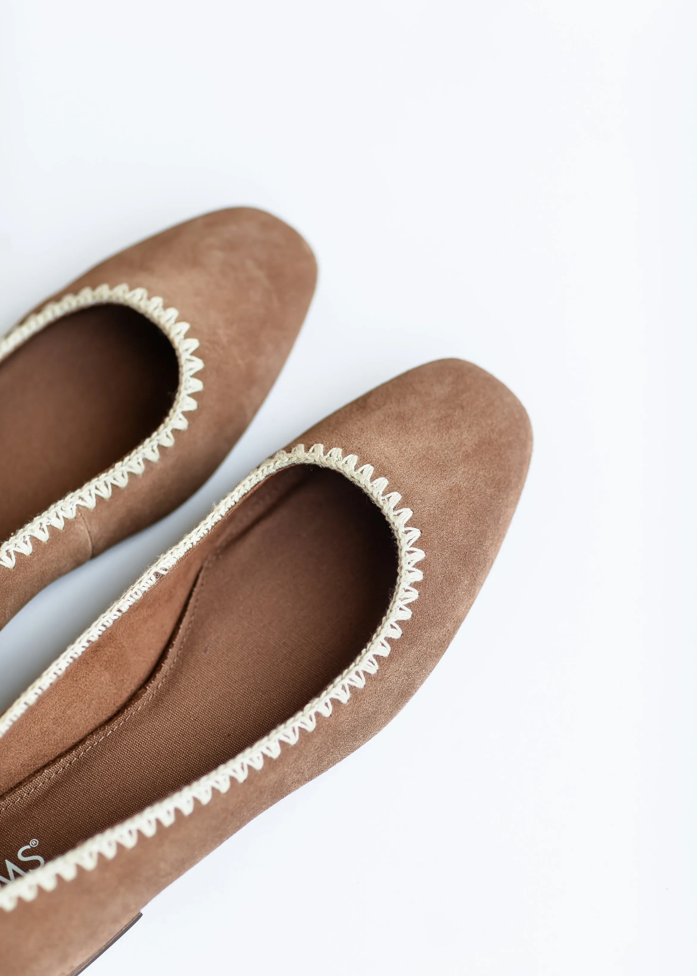 TOMS® Briella Brown Deco Stitch Suede Flat - FINAL SALE