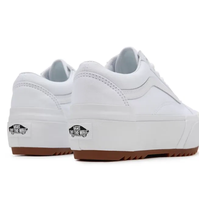 Vans scarpa sneakers con zeppa in tela da donna Old Skool Stacked VN0A4U15L5R1 bianco