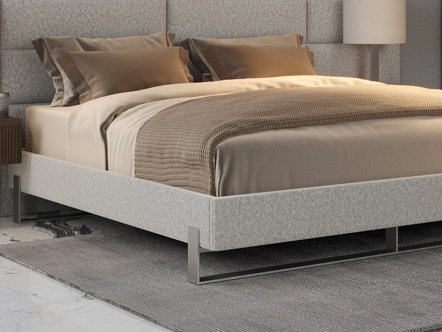 Vant Elevated Platform Bed Brushed Nickel - Full Size