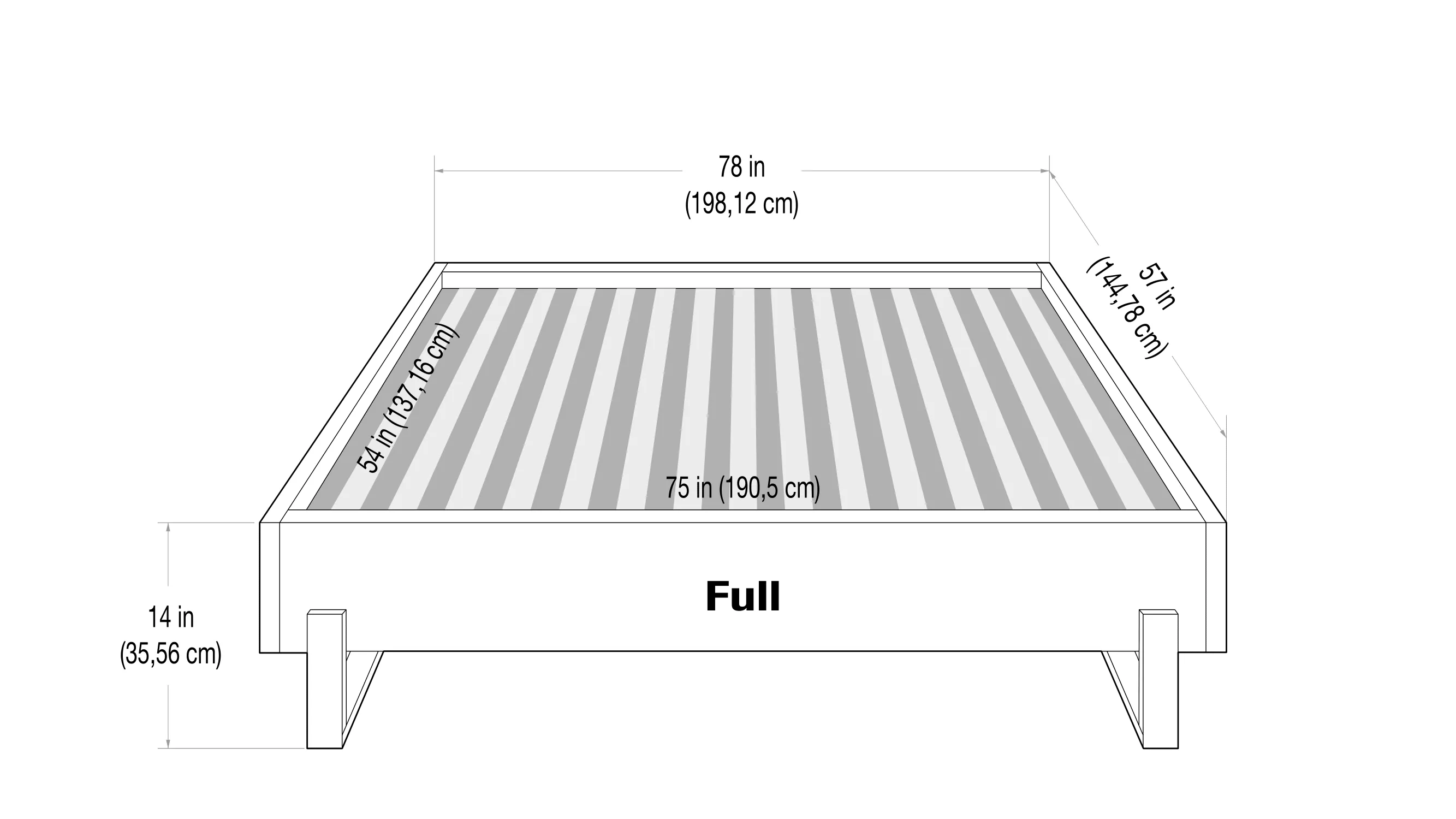 Vant Elevated Platform Bed Brushed Nickel - Full Size