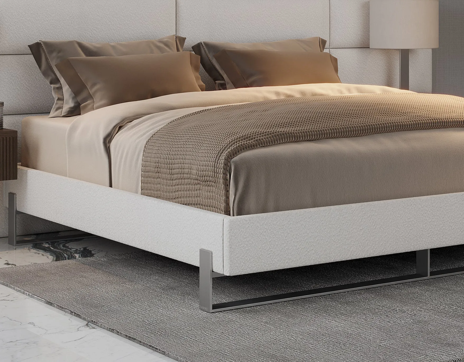 Vant Elevated Platform Bed Brushed Nickel - King Size