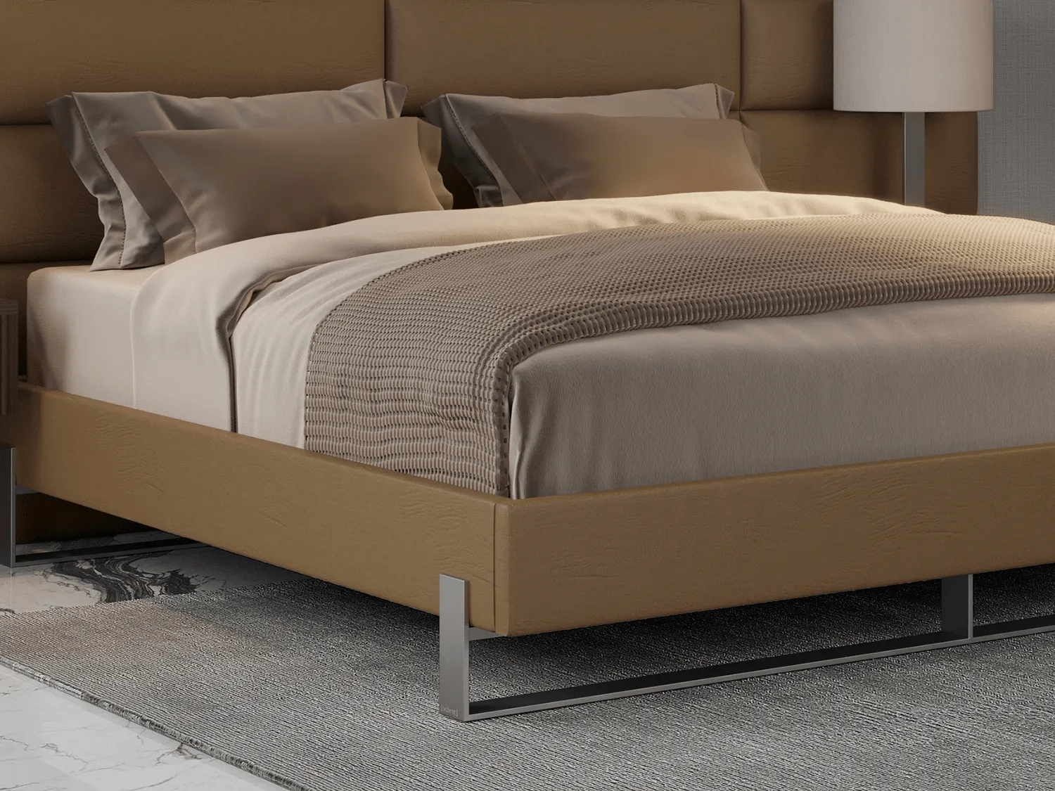 Vant Elevated Platform Bed Brushed Nickel - King Size