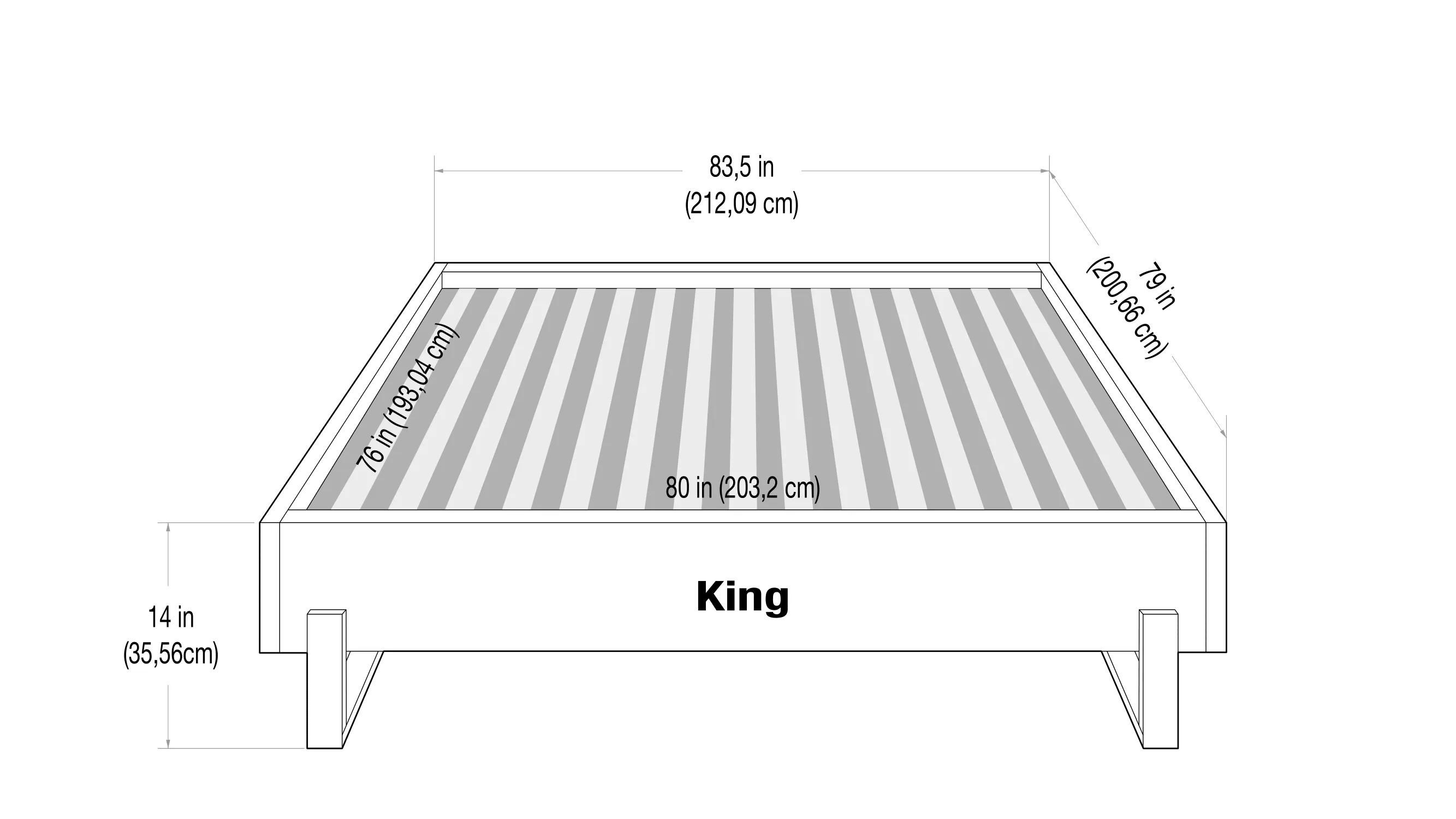 Vant Elevated Platform Bed Brushed Nickel - King Size