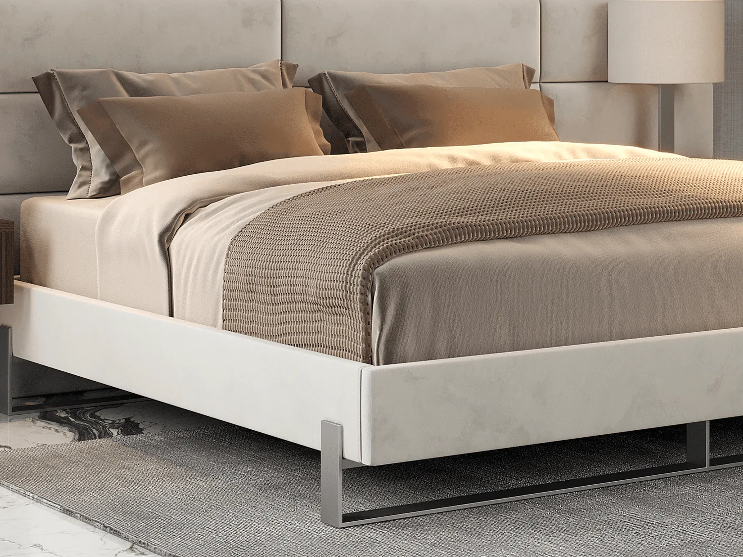 Vant Elevated Platform Bed Brushed Nickel - King Size