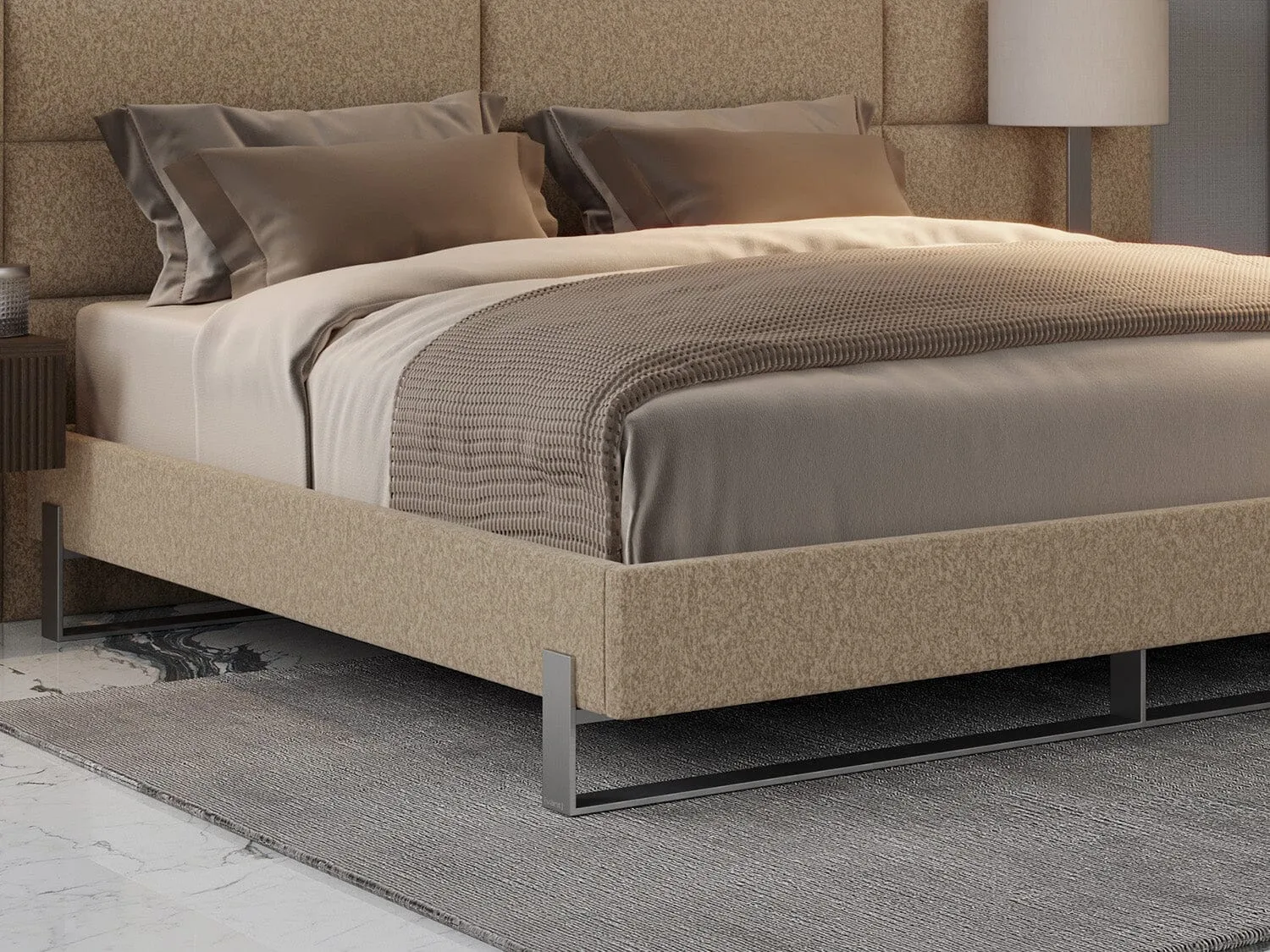 Vant Elevated Platform Bed Brushed Nickel - King Size