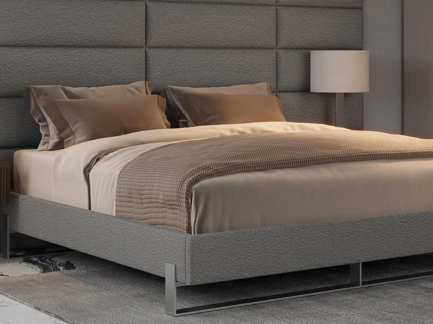 Vant Elevated Platform Bed Brushed Nickel - King Size