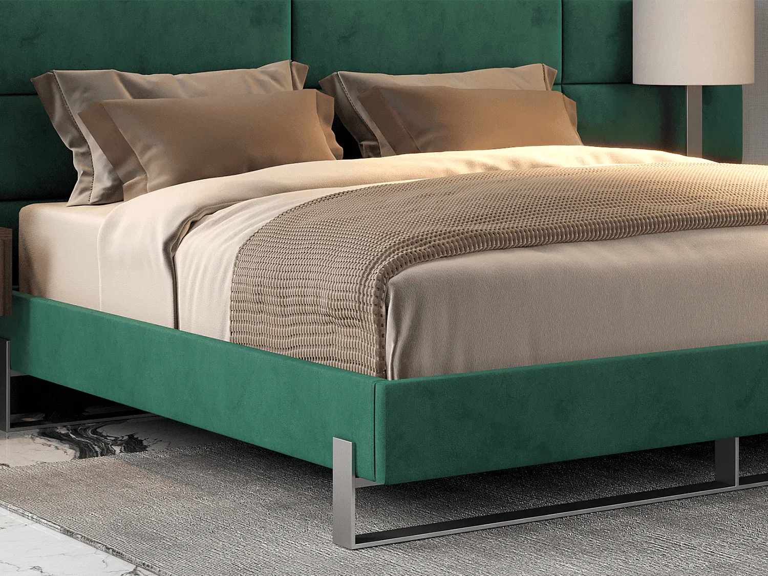 Vant Elevated Platform Bed Brushed Nickel - King Size