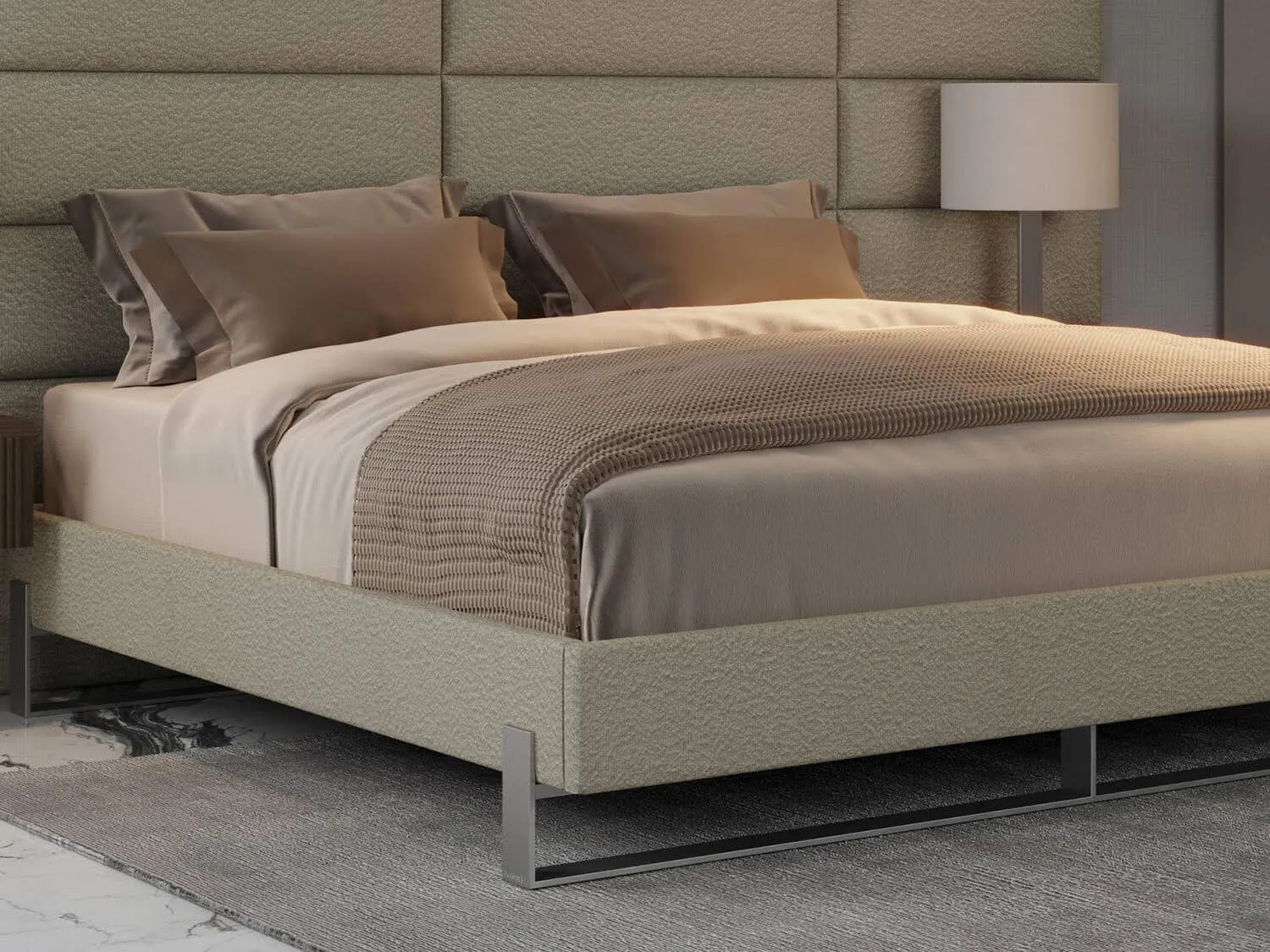 Vant Elevated Platform Bed Brushed Nickel - King Size