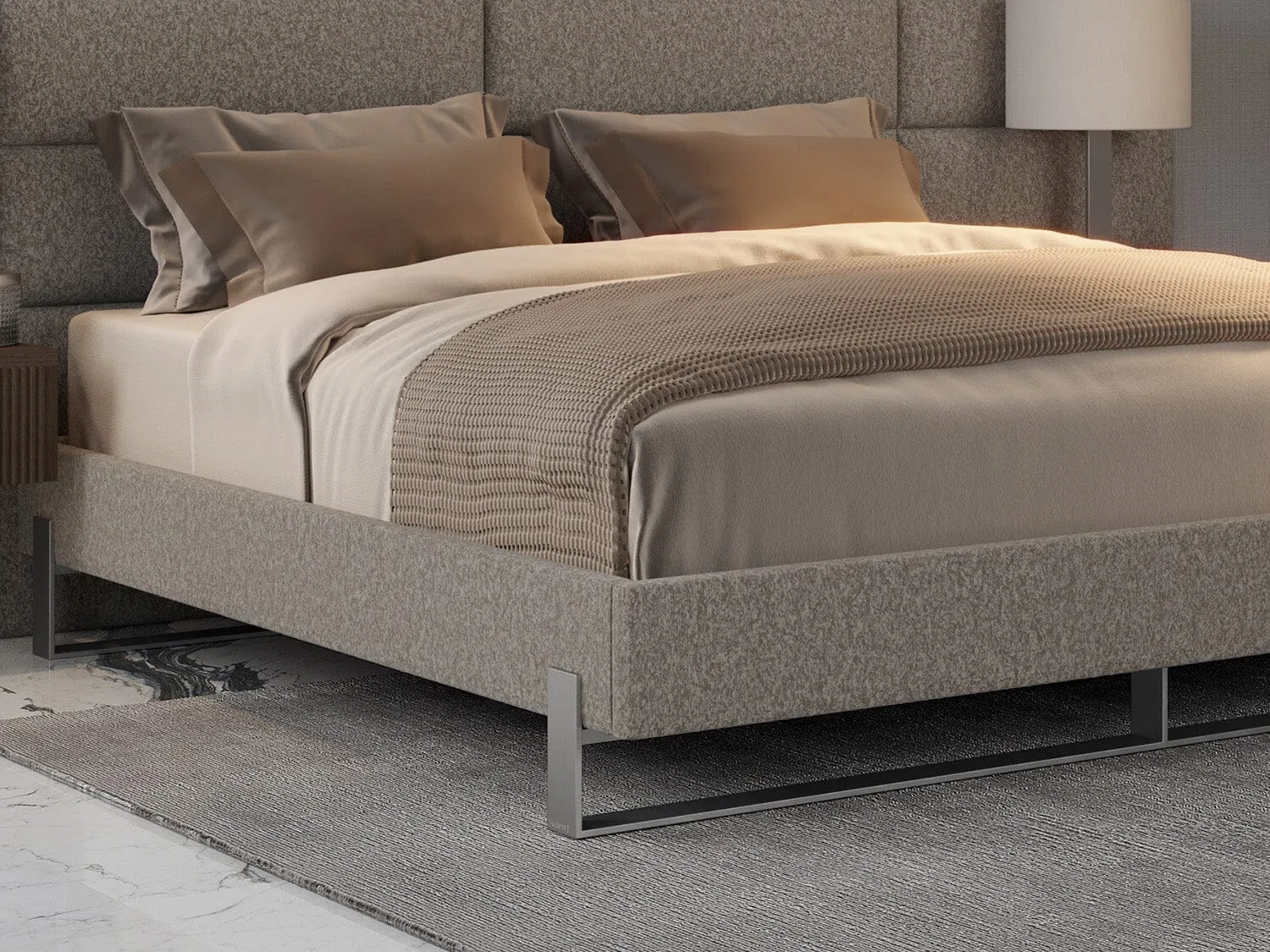 Vant Elevated Platform Bed Brushed Nickel - King Size