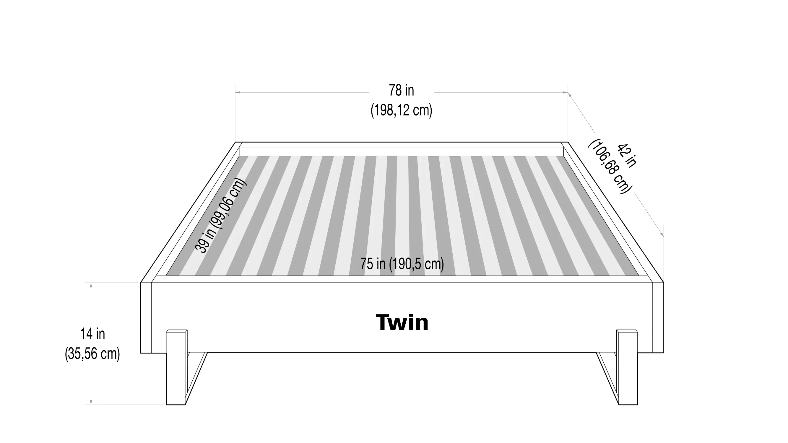 Vant Elevated Platform Bed Brushed Nickel - Twin Size