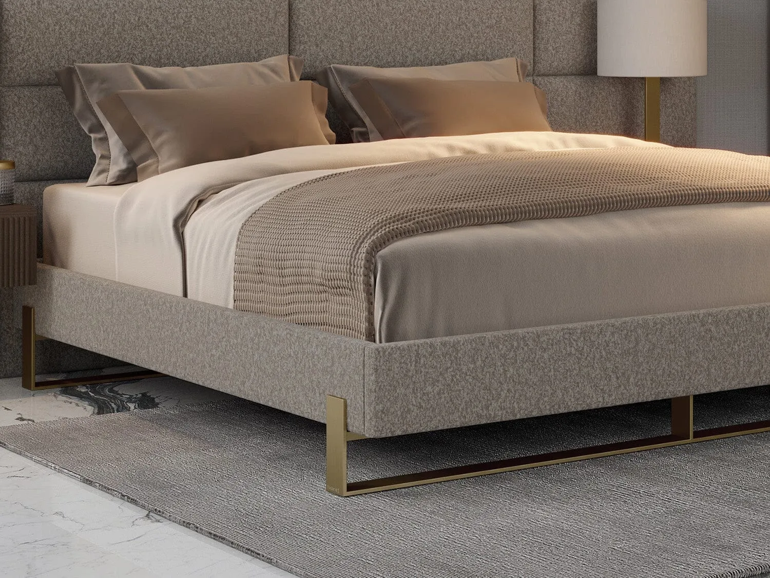 Vant Elevated Platform Bed Burnished Brass - California King Size