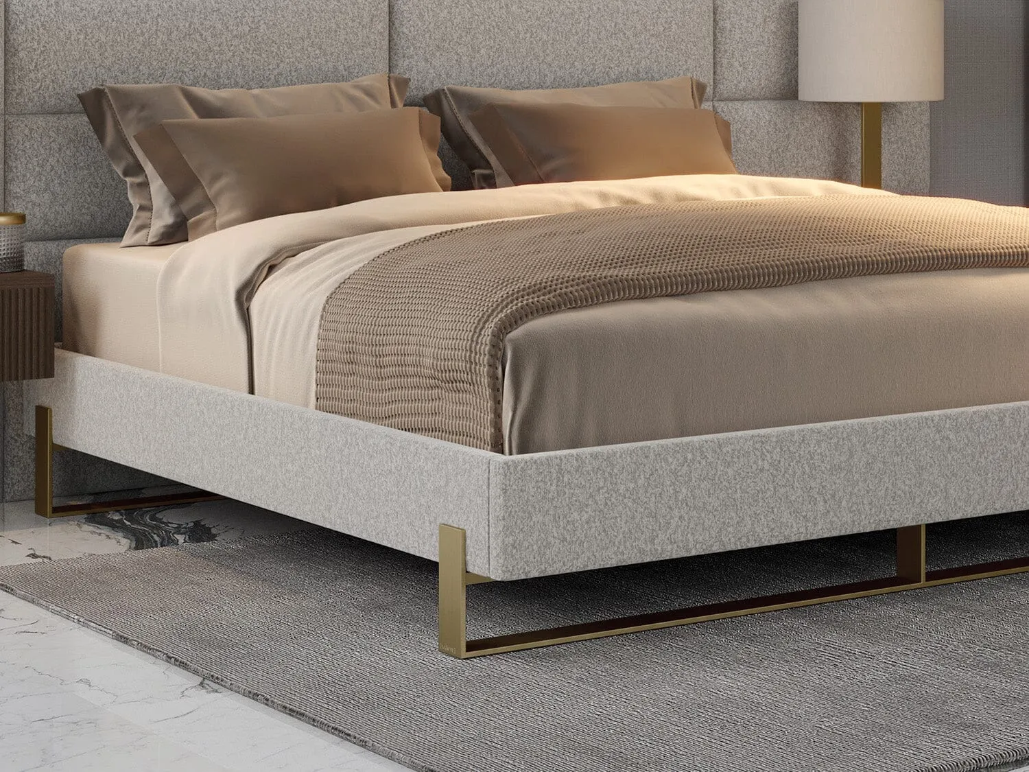 Vant Elevated Platform Bed Burnished Brass - California King Size