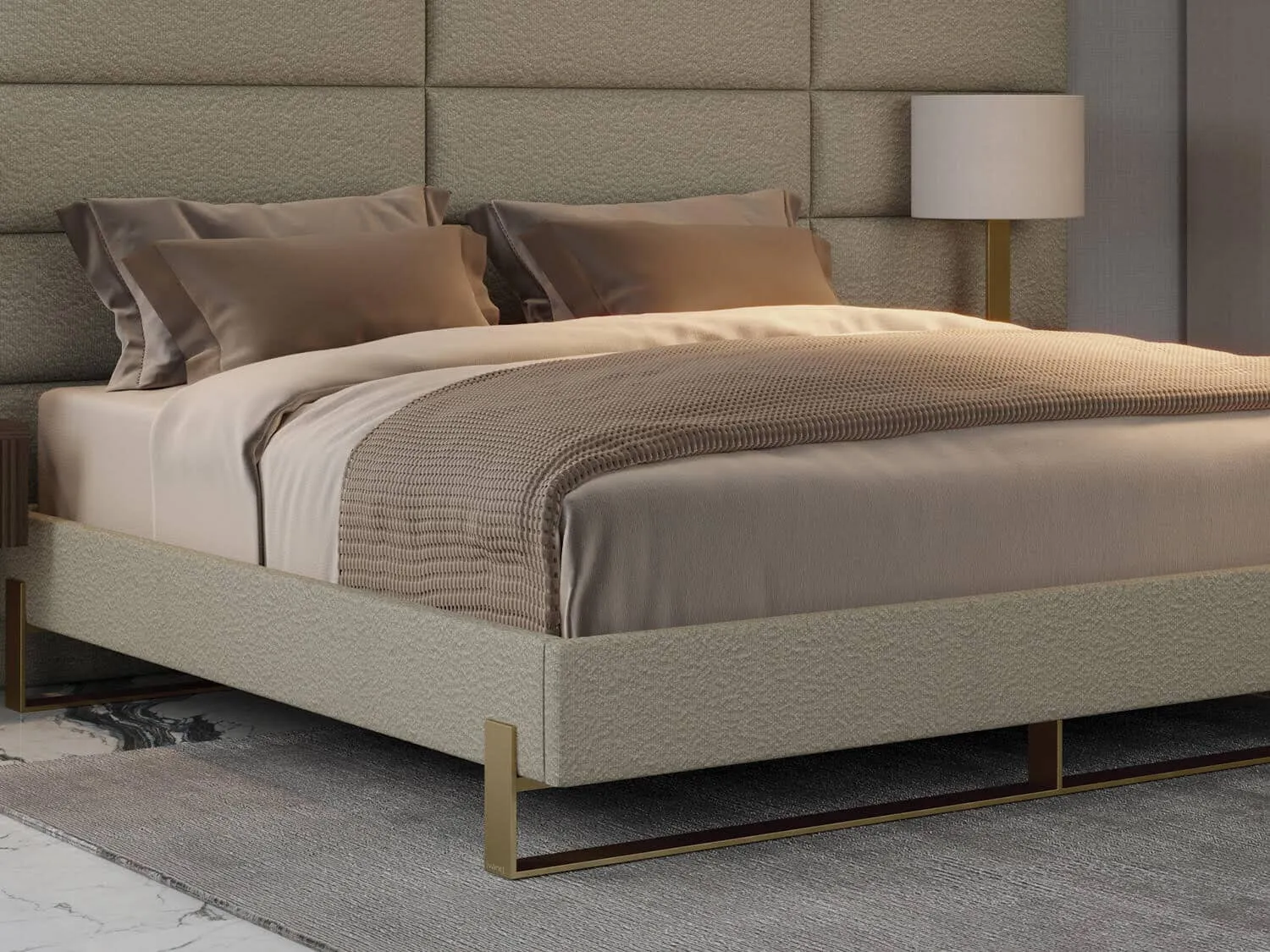 Vant Elevated Platform Bed Burnished Brass -Full Size