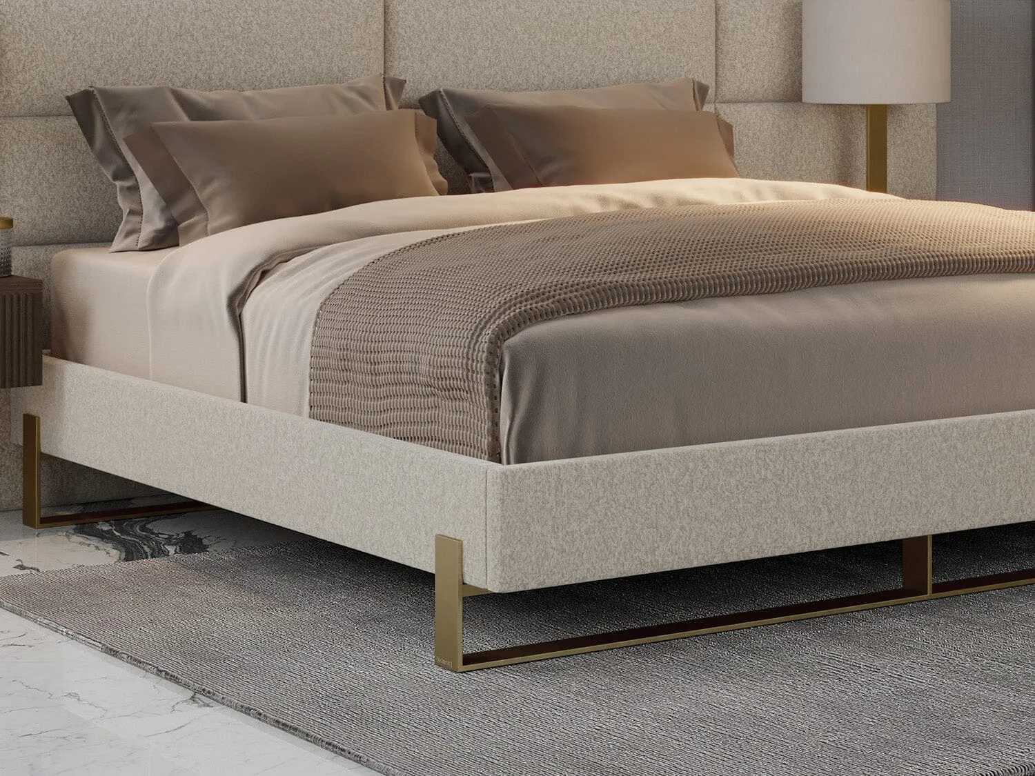 Vant Elevated Platform Bed Burnished Brass -Full Size