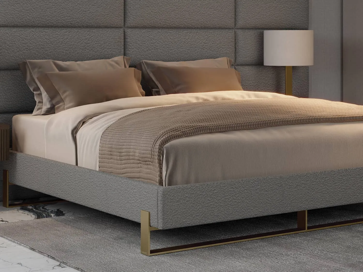 Vant Elevated Platform Bed Burnished Brass -Full Size