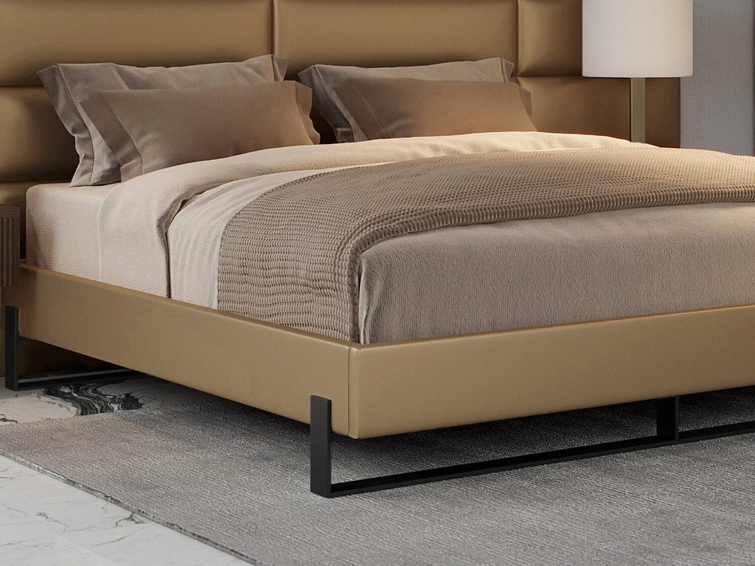 Vant Elevated Platform Bed Matte Black- Queen Size