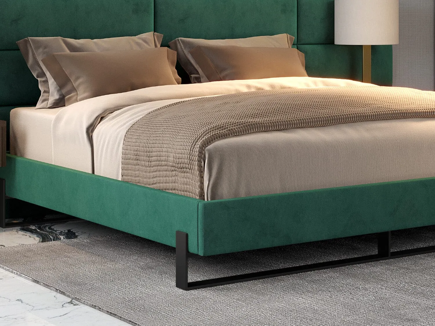 Vant Elevated Platform Bed Matte Black- Queen Size