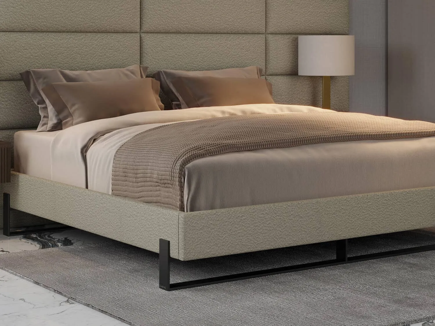 Vant Elevated Platform Bed Matte Black- Queen Size