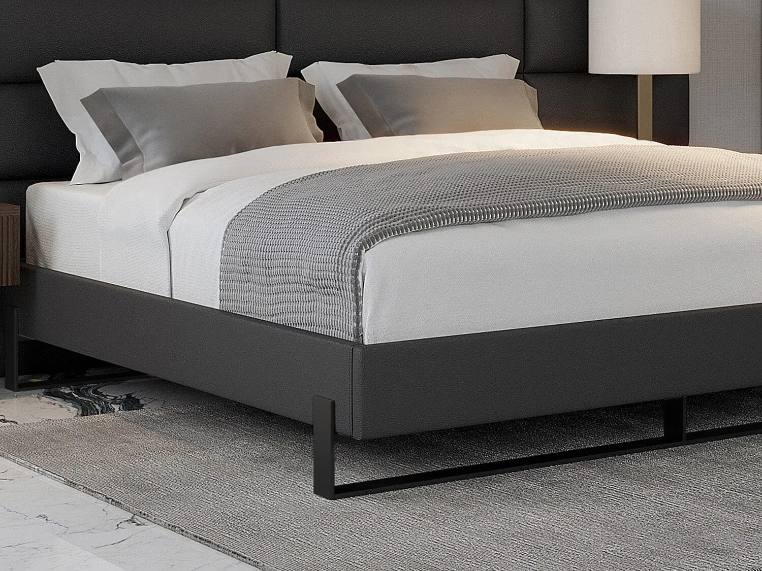 Vant Elevated Platform Bed Matte Black- Queen Size