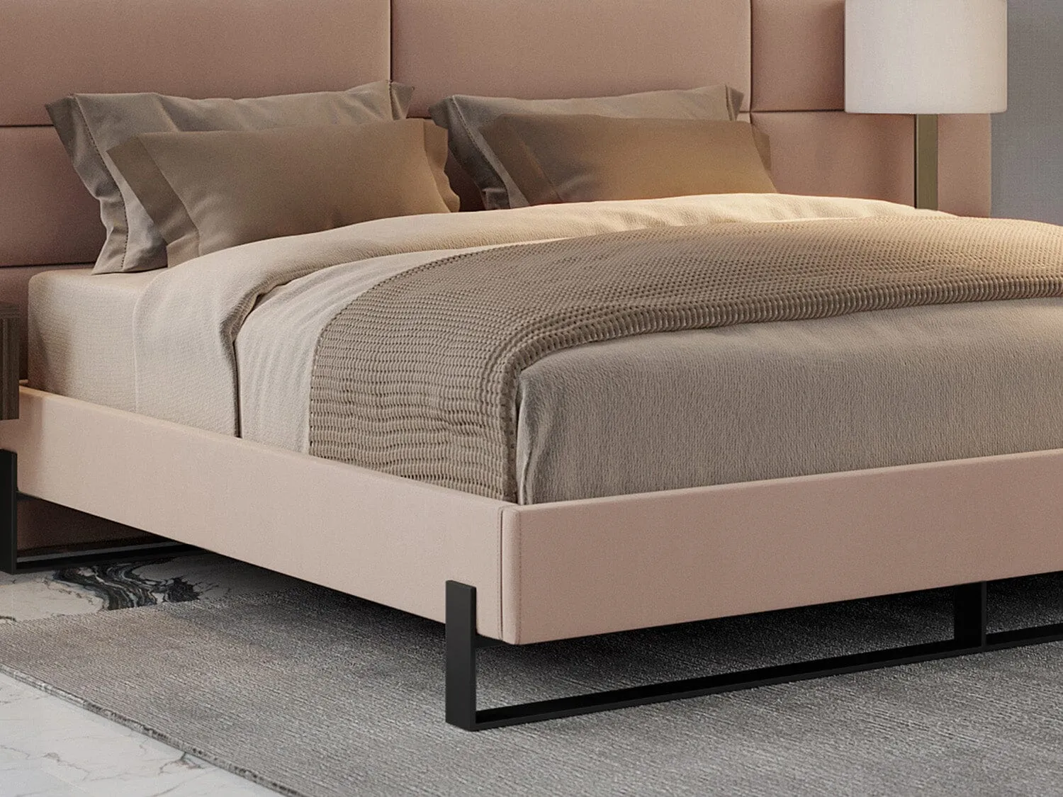 Vant Elevated Platform Bed Matte Black- Queen Size