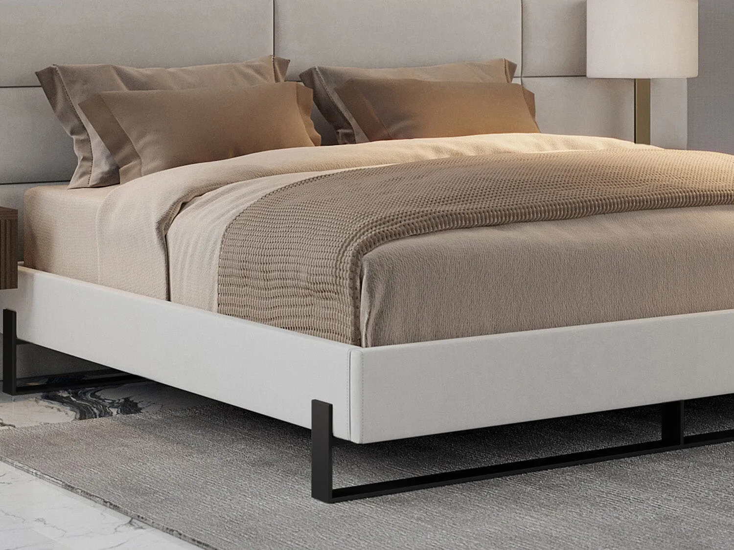 Vant Elevated Platform Bed Matte Black- Queen Size