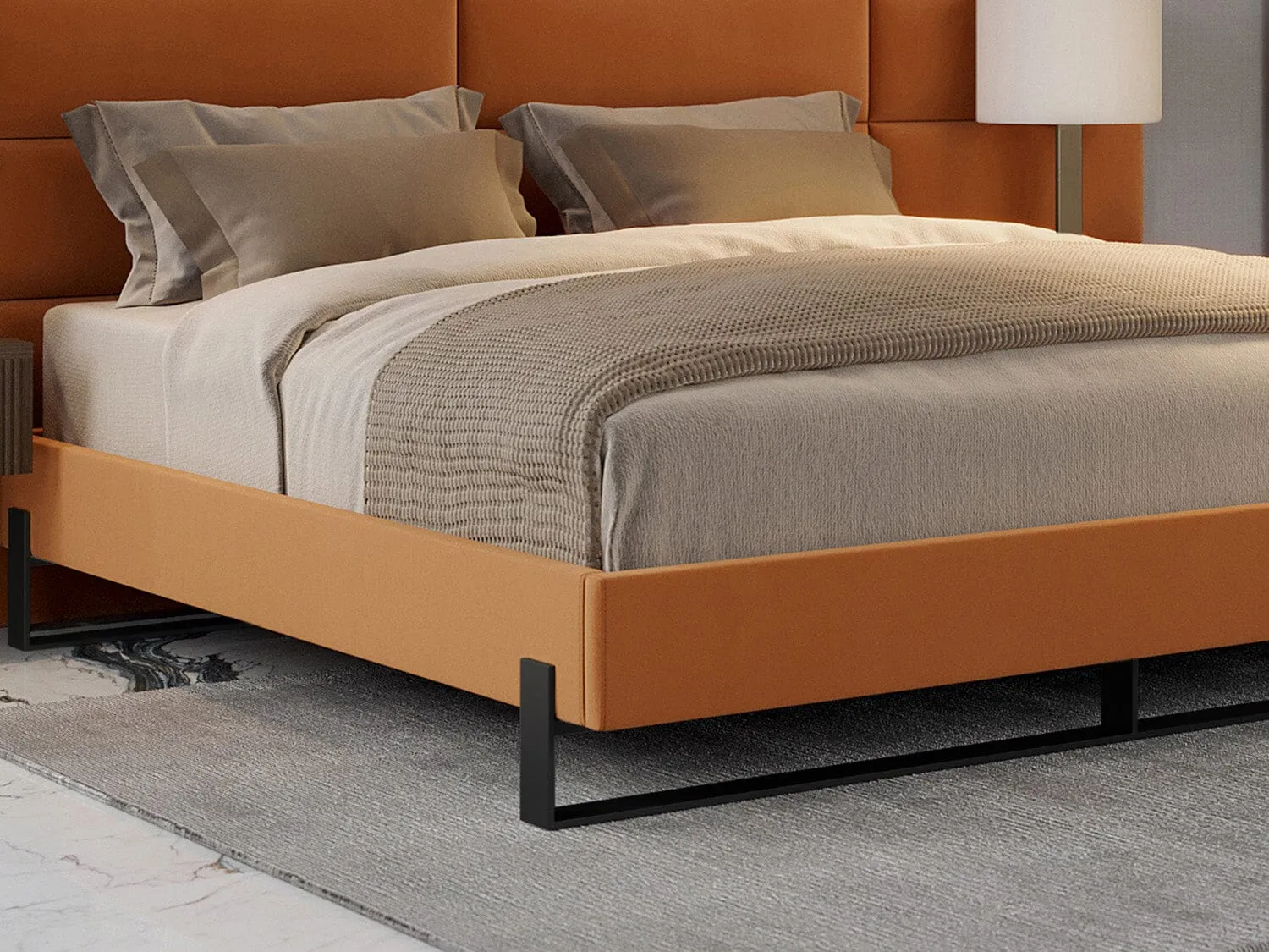 Vant Elevated Platform Bed Matte Black- Queen Size