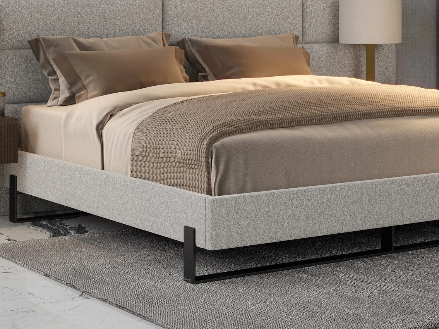 Vant Elevated Platform Bed Matte Black- Queen Size