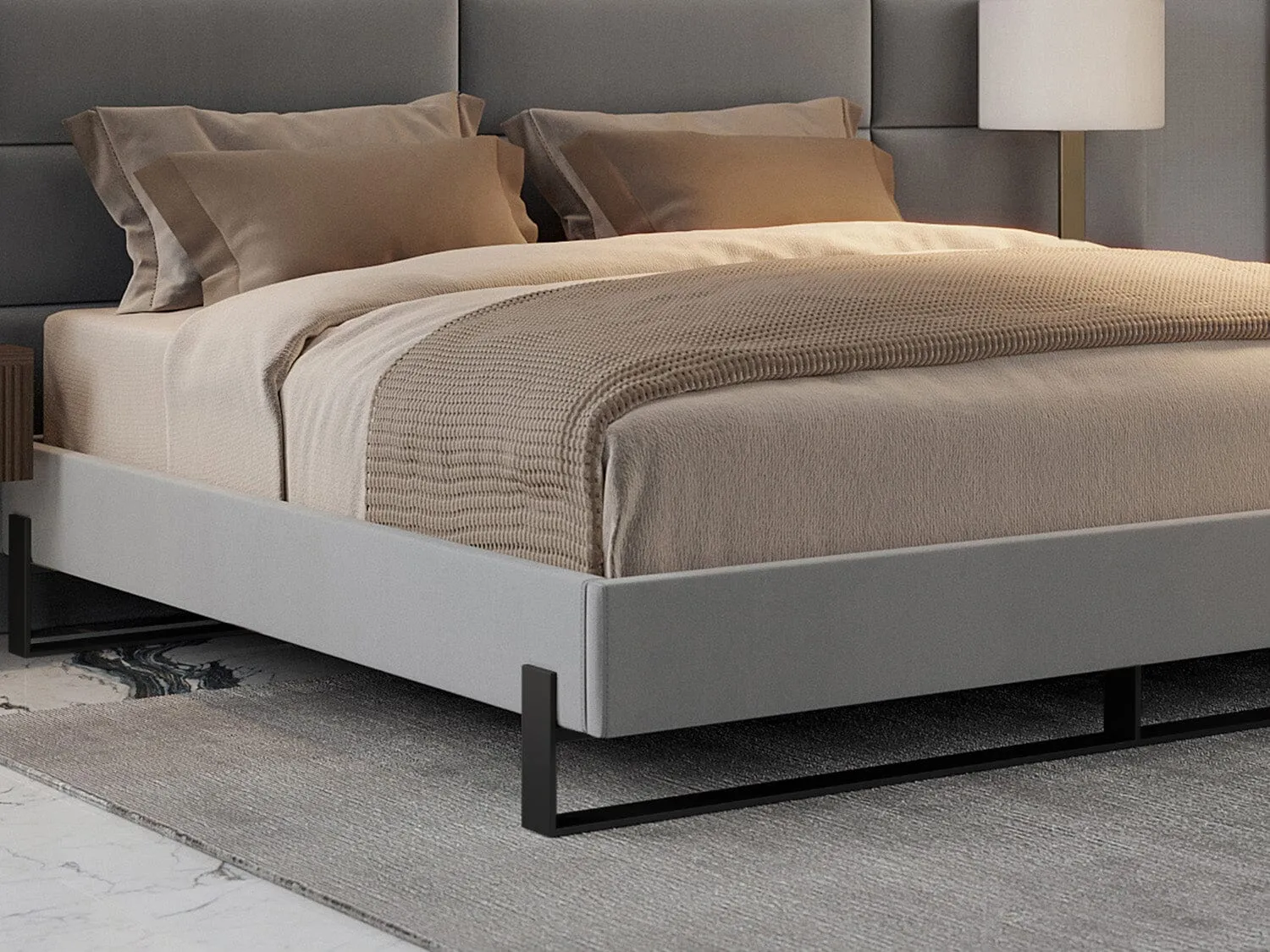 Vant Elevated Platform Bed Matte Black- Queen Size