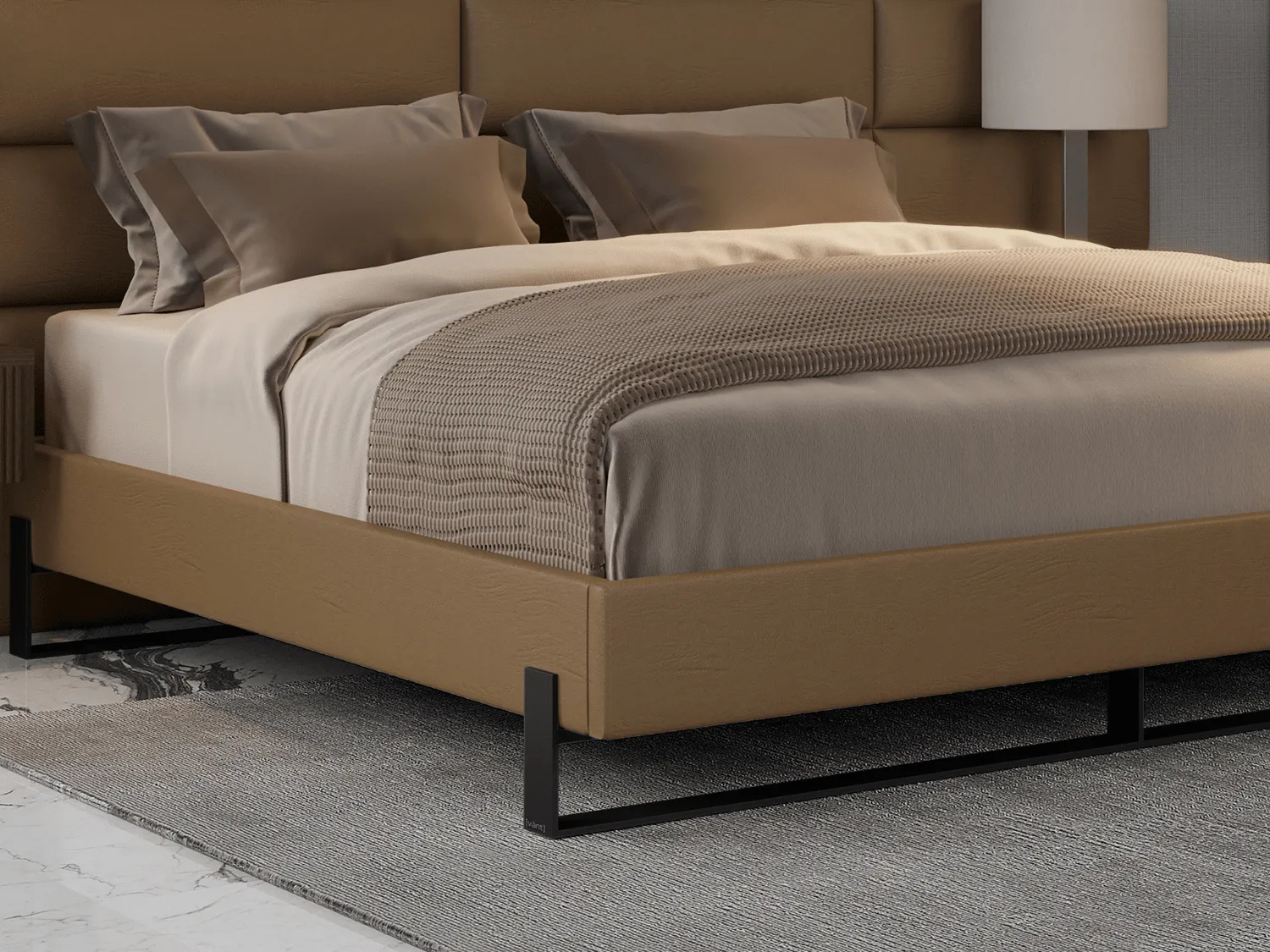 Vant Elevated Platform Bed Matte Black- Queen Size